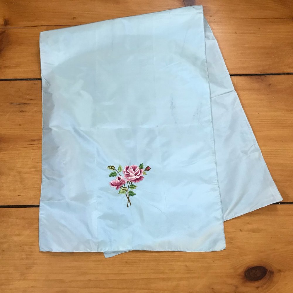 Lustrous Sky Blue Silk Dupioni Taffeta Scarf/Wrap